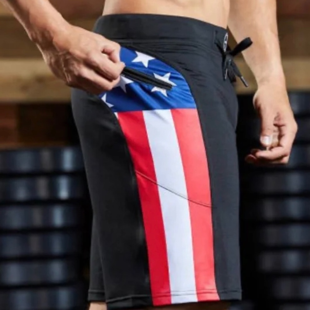 Hylete Men’s American Flag Cross Training Active Wear Shorts